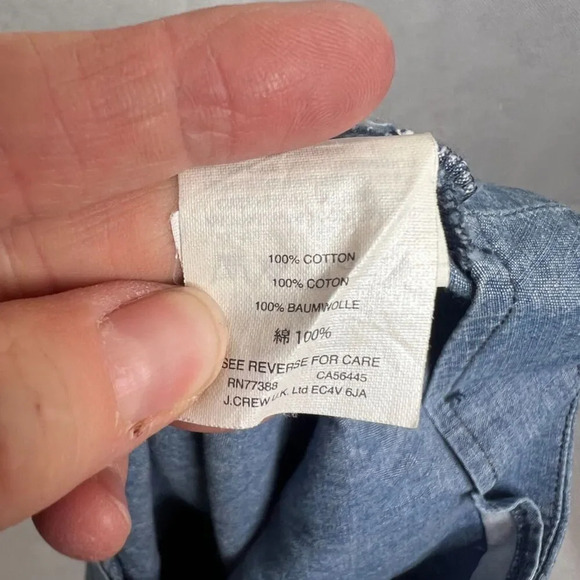 J Crew Denim Chambray Front Slant Ruffle 100% Cotton Pencil Skirt Sz 4 - Picture 7 of 8